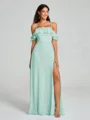 A-line/Princess Spaghetti Straps Floor-Length Sleeveless Chiffon Bridesmaid Dress