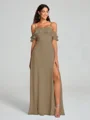 A-line/Princess Spaghetti Straps Floor-Length Sleeveless Chiffon Bridesmaid Dress