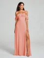 A-line/Princess Spaghetti Straps Floor-Length Sleeveless Chiffon Bridesmaid Dress