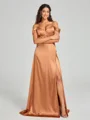 A-line/Princess Sweetheart Sweep Train Sleeveless Silk Like Satin Bridesmaid Dress