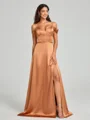 A-line/Princess Sweetheart Sweep Train Sleeveless Silk Like Satin Bridesmaid Dress