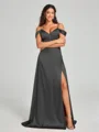 A-line/Princess Sweetheart Sweep Train Sleeveless Silk Like Satin Bridesmaid Dress