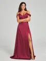A-line/Princess Sweetheart Sweep Train Sleeveless Silk Like Satin Bridesmaid Dress