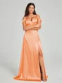 A-line/Princess Sweetheart Sweep Train Sleeveless Silk Like Satin Bridesmaid Dress