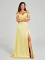 A-line/Princess Sweetheart Sweep Train Sleeveless Silk Like Satin Bridesmaid Dress