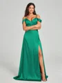 A-line/Princess Sweetheart Sweep Train Sleeveless Silk Like Satin Bridesmaid Dress