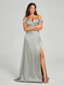 A-line/Princess Sweetheart Sweep Train Sleeveless Silk Like Satin Bridesmaid Dress