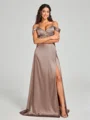 A-line/Princess Sweetheart Sweep Train Sleeveless Silk Like Satin Bridesmaid Dress