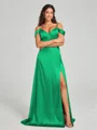 A-line/Princess Sweetheart Sweep Train Sleeveless Silk Like Satin Bridesmaid Dress