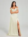 A-line/Princess Sweetheart Sweep Train Sleeveless Silk Like Satin Bridesmaid Dress