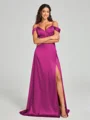 A-line/Princess Sweetheart Sweep Train Sleeveless Silk Like Satin Bridesmaid Dress