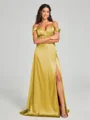 A-line/Princess Sweetheart Sweep Train Sleeveless Silk Like Satin Bridesmaid Dress