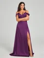A-line/Princess Sweetheart Sweep Train Sleeveless Silk Like Satin Bridesmaid Dress