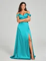 A-line/Princess Sweetheart Sweep Train Sleeveless Silk Like Satin Bridesmaid Dress