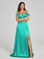 A-line/Princess Sweetheart Sweep Train Sleeveless Silk Like Satin Bridesmaid Dress