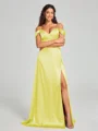 A-line/Princess Sweetheart Sweep Train Sleeveless Silk Like Satin Bridesmaid Dress