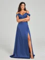 A-line/Princess Sweetheart Sweep Train Sleeveless Silk Like Satin Bridesmaid Dress
