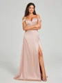 A-line/Princess Sweetheart Sweep Train Sleeveless Silk Like Satin Bridesmaid Dress