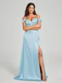 A-line/Princess Sweetheart Sweep Train Sleeveless Silk Like Satin Bridesmaid Dress