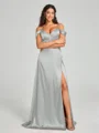 A-line/Princess Sweetheart Sweep Train Sleeveless Silk Like Satin Bridesmaid Dress