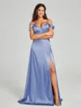 A-line/Princess Sweetheart Sweep Train Sleeveless Silk Like Satin Bridesmaid Dress