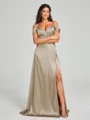 A-line/Princess Sweetheart Sweep Train Sleeveless Silk Like Satin Bridesmaid Dress