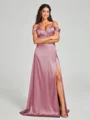A-line/Princess Sweetheart Sweep Train Sleeveless Silk Like Satin Bridesmaid Dress