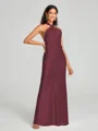 Sheath/Column Halter Floor-Length Sleeveless Silk Like Satin Bridesmaid Dress