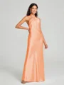 Sheath/Column Halter Floor-Length Sleeveless Silk Like Satin Bridesmaid Dress