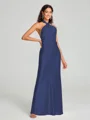 Sheath/Column Halter Floor-Length Sleeveless Silk Like Satin Bridesmaid Dress