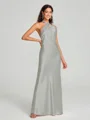 Sheath/Column Halter Floor-Length Sleeveless Silk Like Satin Bridesmaid Dress