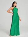 Sheath/Column Halter Floor-Length Sleeveless Silk Like Satin Bridesmaid Dress