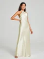 Sheath/Column Halter Floor-Length Sleeveless Silk Like Satin Bridesmaid Dress