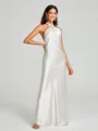Sheath/Column Halter Floor-Length Sleeveless Silk Like Satin Bridesmaid Dress