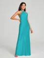 Sheath/Column Halter Floor-Length Sleeveless Silk Like Satin Bridesmaid Dress
