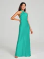Sheath/Column Halter Floor-Length Sleeveless Silk Like Satin Bridesmaid Dress