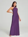 Sheath/Column Halter Floor-Length Sleeveless Silk Like Satin Bridesmaid Dress