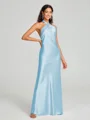 Sheath/Column Halter Floor-Length Sleeveless Silk Like Satin Bridesmaid Dress