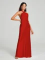 Sheath/Column Halter Floor-Length Sleeveless Silk Like Satin Bridesmaid Dress