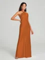Sheath/Column Halter Floor-Length Sleeveless Silk Like Satin Bridesmaid Dress