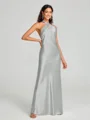 Sheath/Column Halter Floor-Length Sleeveless Silk Like Satin Bridesmaid Dress