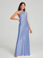 Sheath/Column Halter Floor-Length Sleeveless Silk Like Satin Bridesmaid Dress