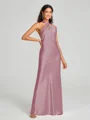 Sheath/Column Halter Floor-Length Sleeveless Silk Like Satin Bridesmaid Dress
