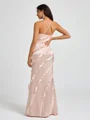 Sheath V-neck Ruffles Floor-Length Silk Like Satin Bridesmaid Dress