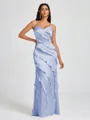 Sheath V-neck Ruffles Floor-Length Silk Like Satin Bridesmaid Dress