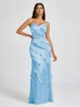 Sheath V-neck Ruffles Floor-Length Silk Like Satin Bridesmaid Dress