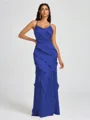 Sheath V-neck Ruffles Floor-Length Silk Like Satin Bridesmaid Dress