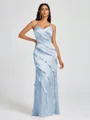 Sheath V-neck Ruffles Floor-Length Silk Like Satin Bridesmaid Dress