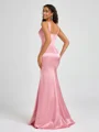 Sheath Square Floor-Length Silk Like Satin Bridesmaid Dress