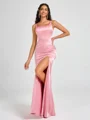 Sheath Square Floor-Length Silk Like Satin Bridesmaid Dress